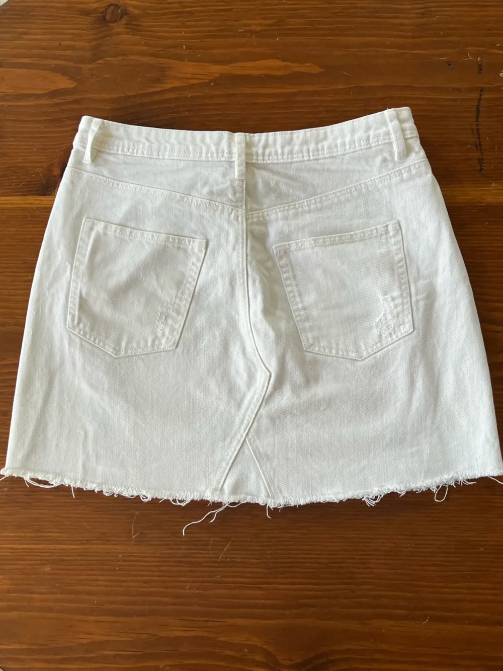 H&M White Distressed Denim Jean Skirt
